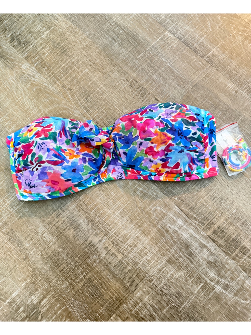 Tommy Bahama Multicolor Floral Swim Bandeau with Knot Detail